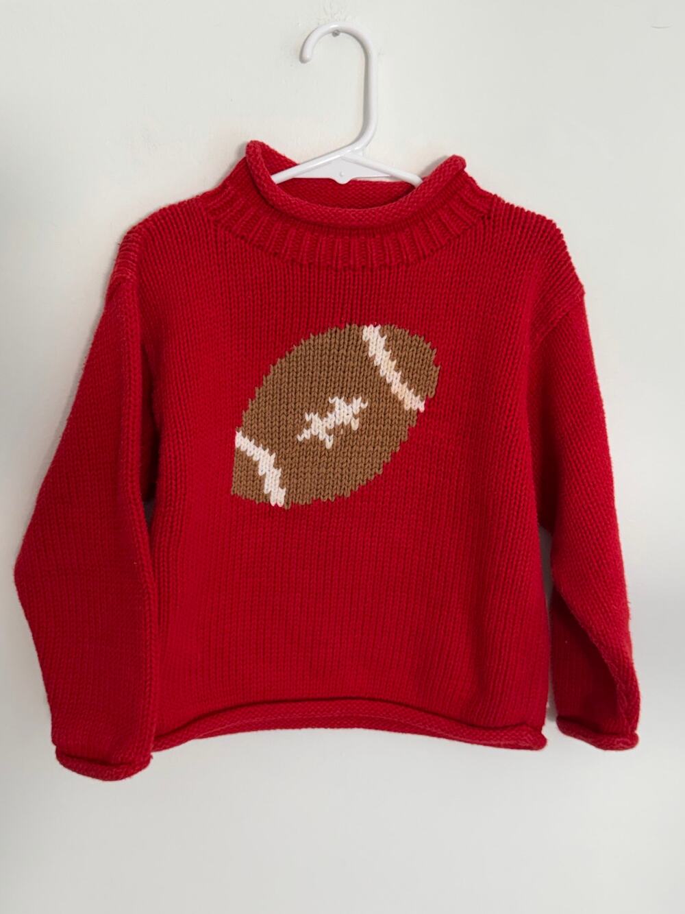 Kelly Kids Red Football Roll Neck Sweater size XS 3/4